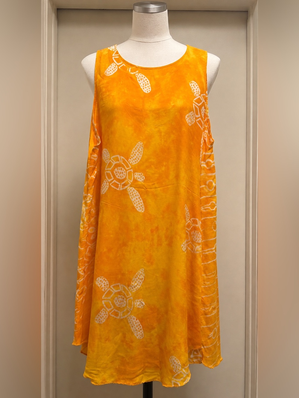 Ingear Orange and Yellow Turtle-Print Swim Coverup Dress